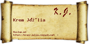 Krem Júlia névjegykártya